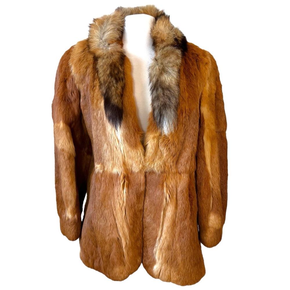 Vintage Red Fox Fur Jacket with fox tails neck